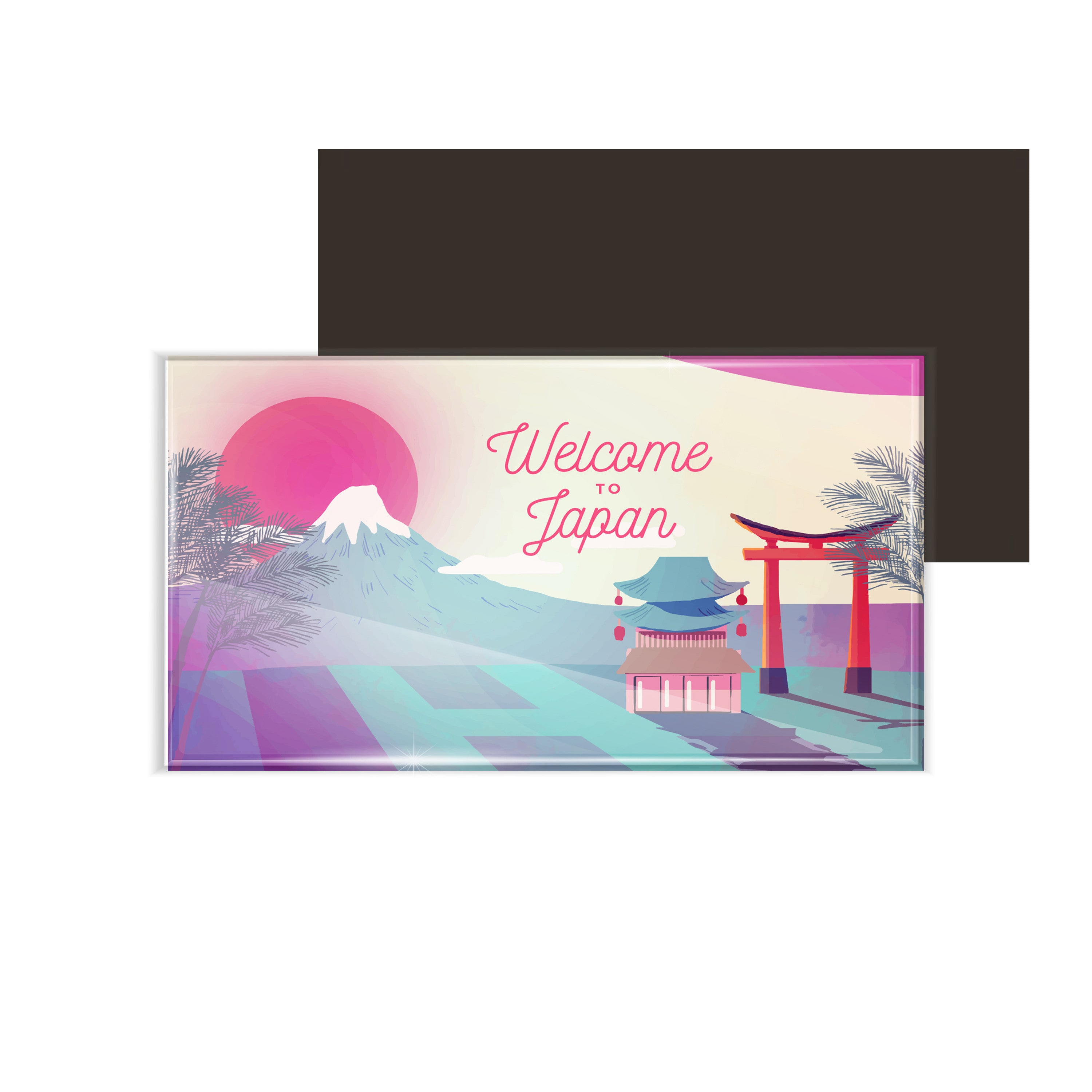 dhcrafts Fridge Magnet Rectangle Acrylic Glass (8.6 x 5.4 cm) Multicolor Travel Japan D7 Design Pack of 1